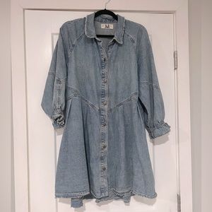 We The Free (Free People) Hannah Denim Mini Dress Medium Indigo